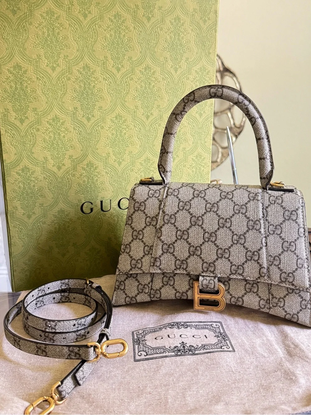 Gucci x Balenciaga Hacker Project Small Hourglass GG Supreme Top Handle
